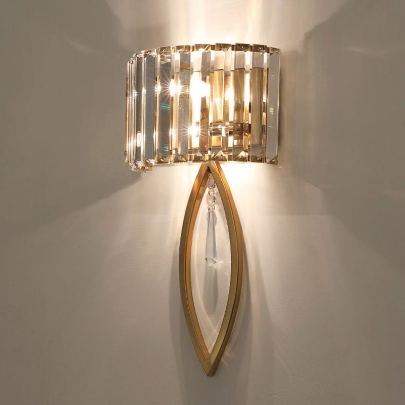 Arc Prismatic Crystal Sconce Light Modern 2-Bulb Gold Flush Mount Wall Light voor gangpad