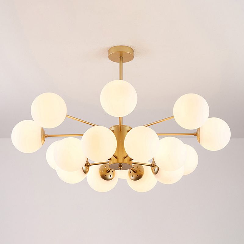 Leche de lámpara de sombra de pelota de vidrio blanco Estilo moderno Múltiples luces de la sala de estar accesorio de iluminación de la sala de estar