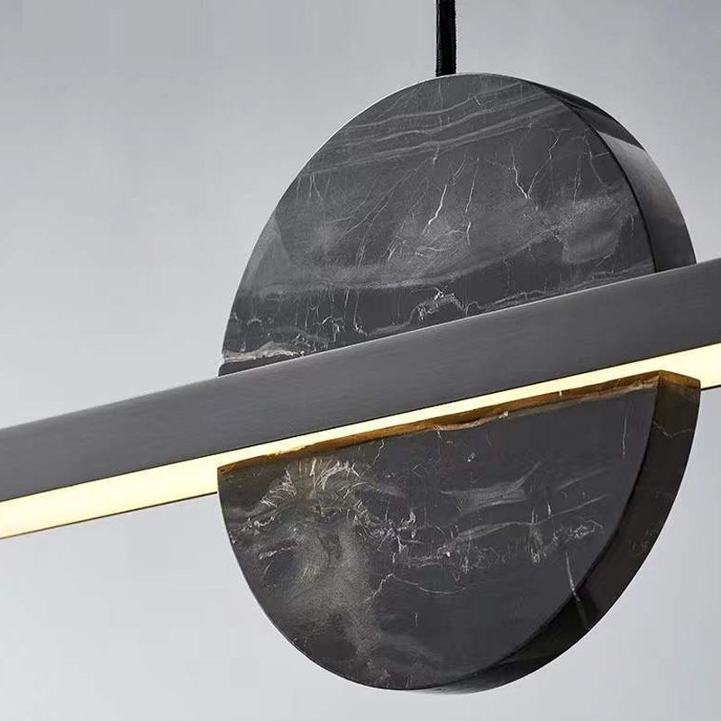 Brass and Marble Pendant Ceiling Fixture Linear 1 Light Kitchen Island Light