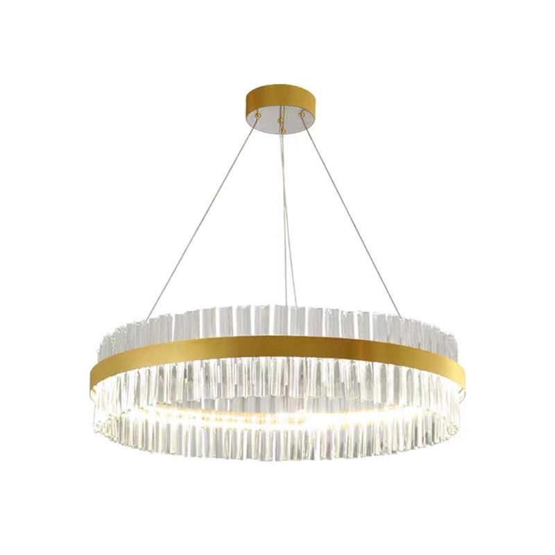Postmodern Simplicity Round Pendant Chandelier Crystal Hanging Light Fixture for Living Room