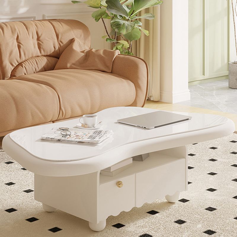 Slate Coffee Cocktail Table with Storage Drawers White Block Contemporary