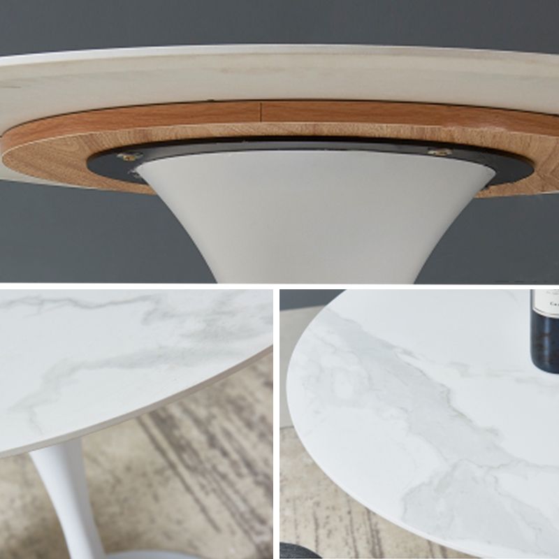 Moderne ronde eettafel van gesinterde stenen tafel met tulponderstel voor thuisgebruik