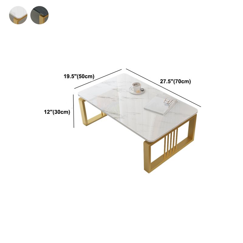 Marble Coffee Table Square Open Shelf Cocktail Table for Living Room Coffee Table