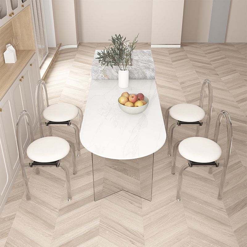 Modern Irregular Shape Table Sintered Stone Table with Double Pedestal