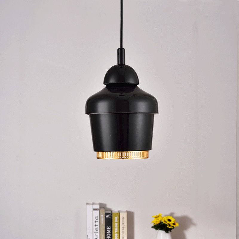 Luz de techo colgante de frasco negro/blanco/cromo moderno 1 luz colgante colgante de hierro ligero