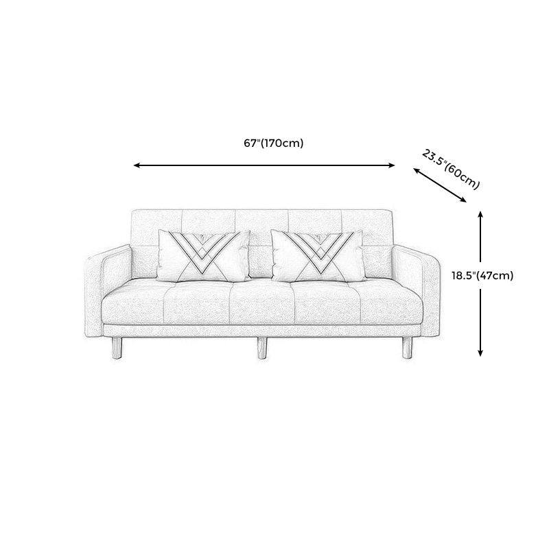 Modern Square Arm Sofa Convertible Wood Legs  Biscuit Back Sofa