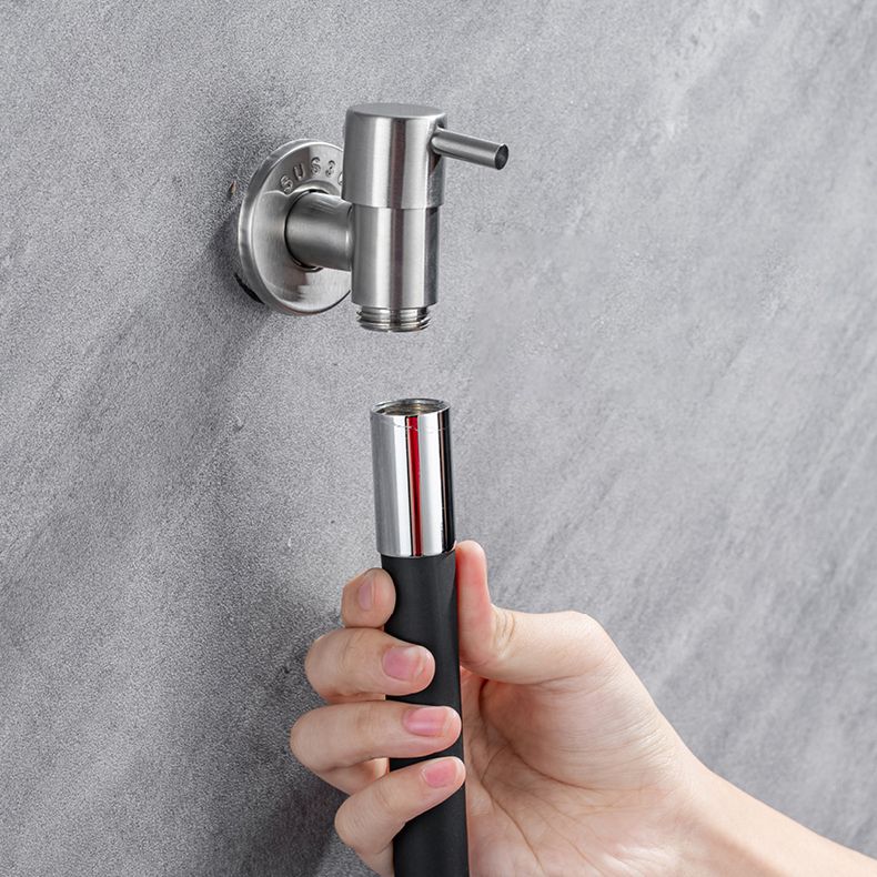 Contemporary Wall Mounted Bathroom Faucet Lever Handles Stainless Steel Faucet