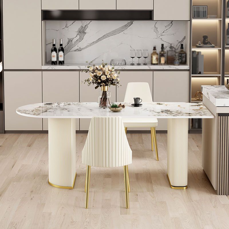 Metal Traditional Luxury Free Form Indoor Table Sintered Stone Table for Dining Room