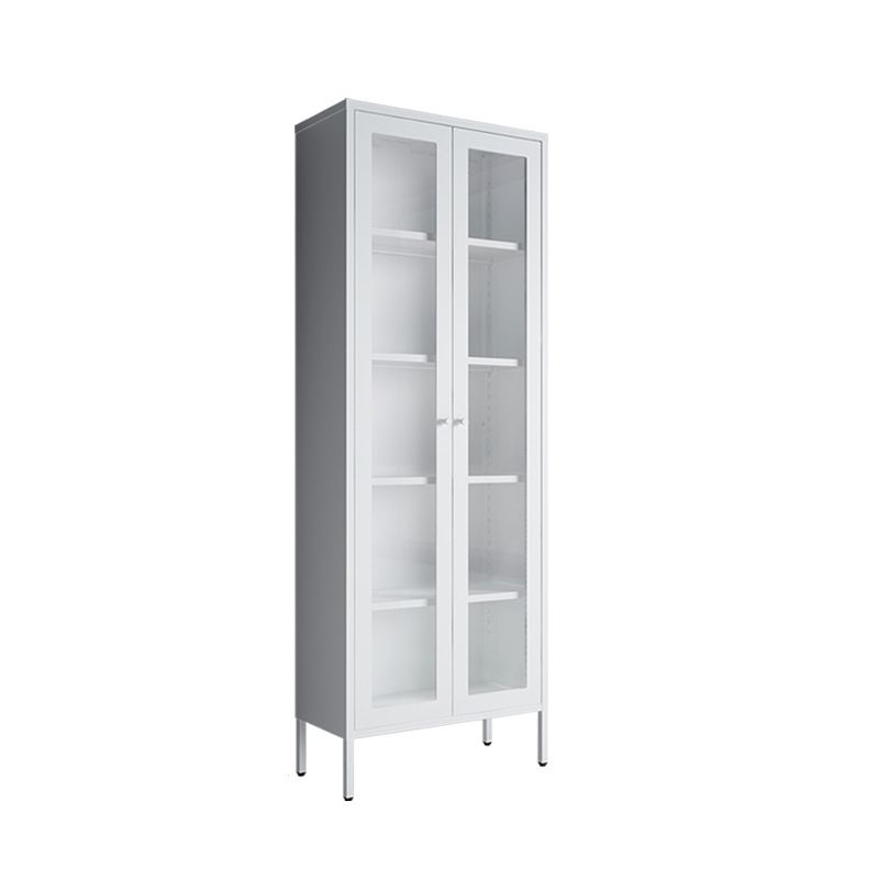 Modern Style Bookcase Metal Closed Back Bookshelf with Door for Home Office