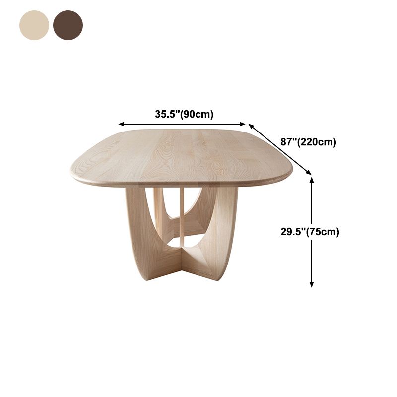 Table moderne en bois de pin pour table à manger de restaurant avec base à double piédestal
