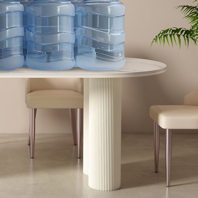 1/2/5/7 Pieces White Oval Sintered Stone Top Dining Set for Home