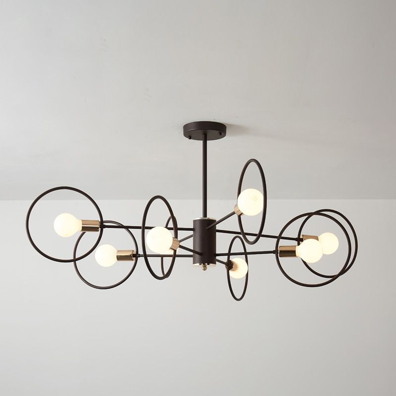 6/8/12-Head-Stufe Kreis Anhänger Kronleuchter Dachboden Style Kaffeeisen-Decke Anhänger Licht für Wohnzimmer