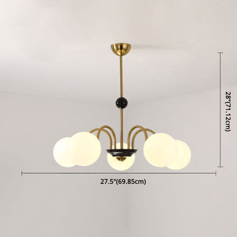 Globe Chandelier Lighting Fixtures Modern White Glass Suspension Light for Bedroom