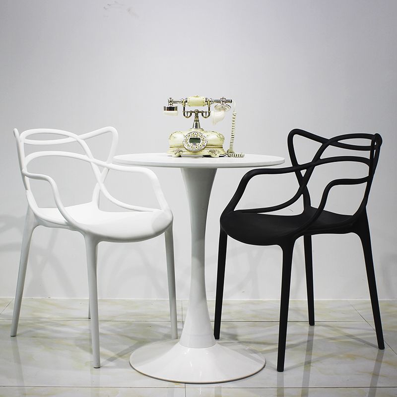 Sillas de comedor estilo Glam, sillas laterales de plástico para cocina y comedor (juego de 4)