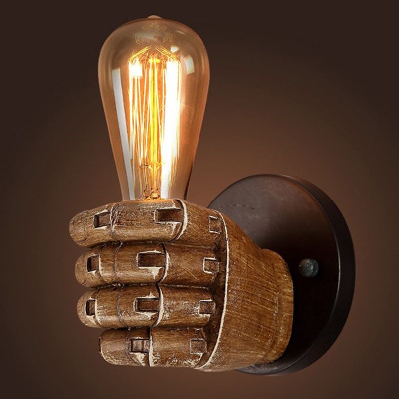 Art Decorative Wall Sconce Light Bare Bulb Fist Shape Wall Lighting for Bar Coffee Shop