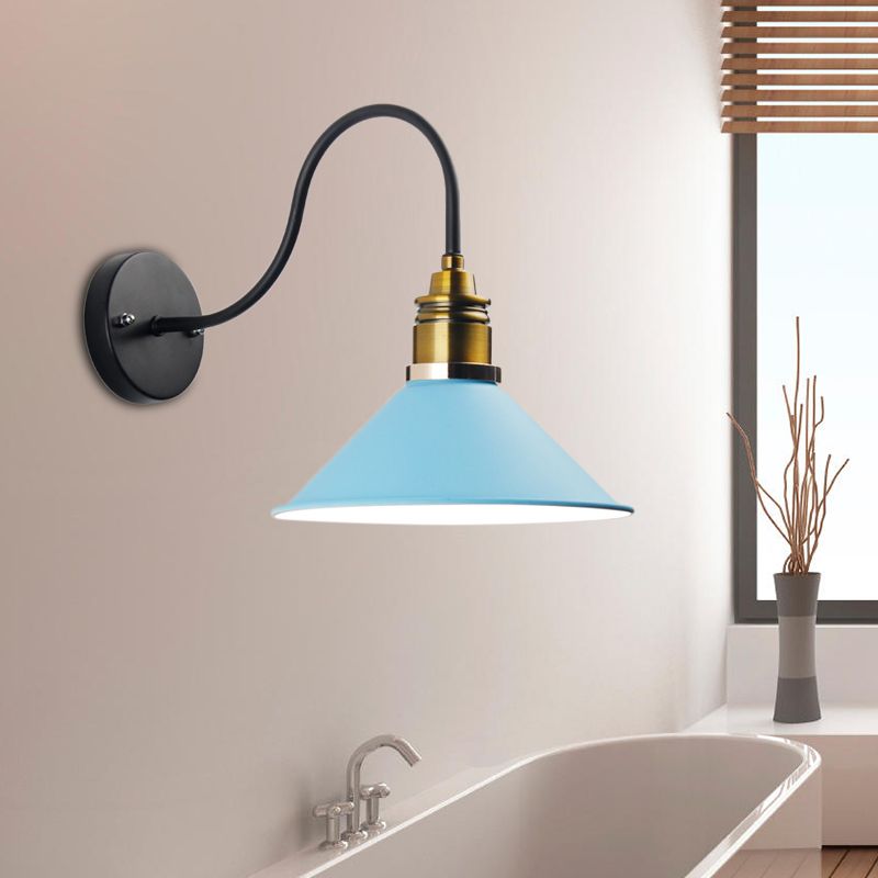 1 Licht anheizt Beleuchtung Industrial Metallkegel Bronze/Schwarz/weiße Hängelampe für Innenräume mit gebogenem Arm