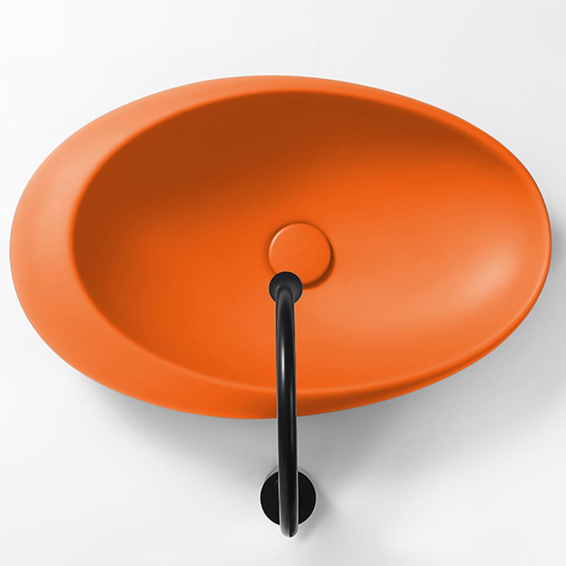 Modern Vessel Bathroom Sink Oval Porcelain with Pop-Up Drain Wash Stand