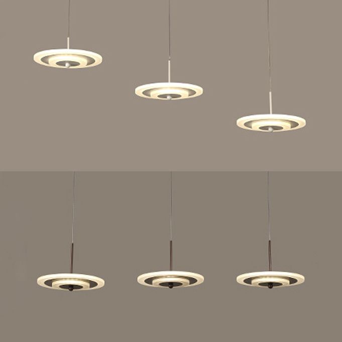 Luz de techo redondo blanco/marrón LED moderno de 3/6 ligeras colgantes de colgantes de acrílico en luz cálida/blanca/natural