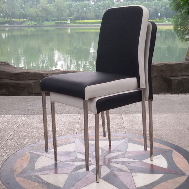 Sillas de comedor de estilo moderno, silla lateral sin brazos con patas de metal para cocina