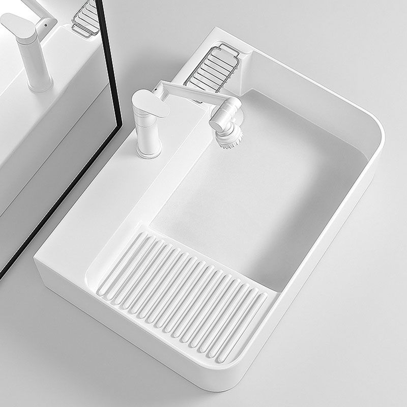 Modern Vessel Lavatory Sink Porcelain with Overflow Wash Stand