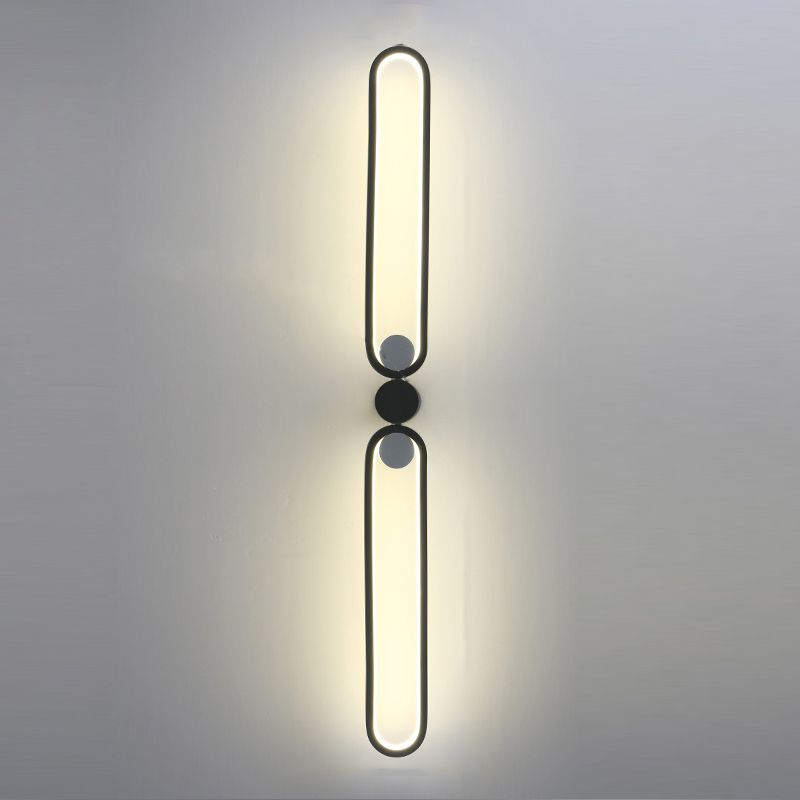 Linear Shade Metal Wall Sconce Modern Style 2 Lights Wall Mount Light in Black