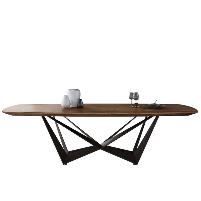 Industrial Style Rectangle Dining Table Wood Table with Metal Legs for Home