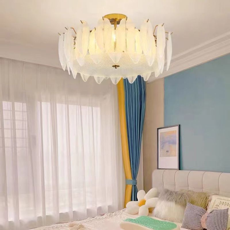 Modern Glass Ceiling Lamp Geometric Flush Mount Light Fixture for Bedroom