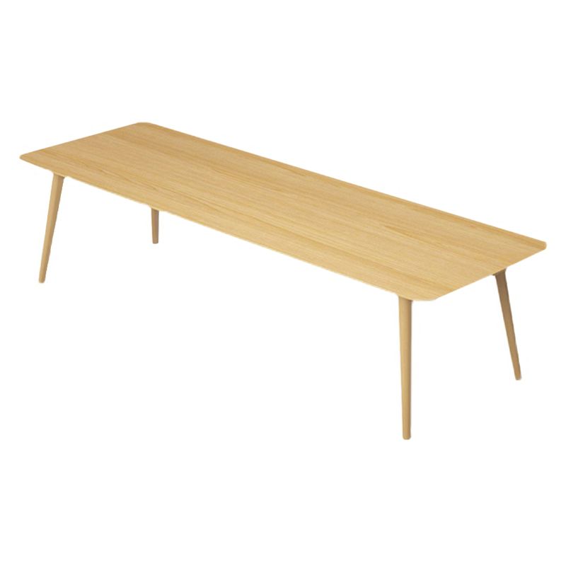 Rectangle 4 Legs Minimalist Table Wood Color Fixed Table of Solid Wood
