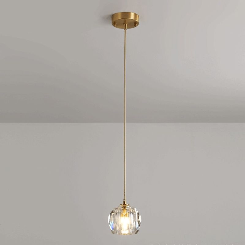 Luce a sospensione in oro cristallino in moderno stile in ferro battuto in ferro battuto lampada appesa per camera da letto