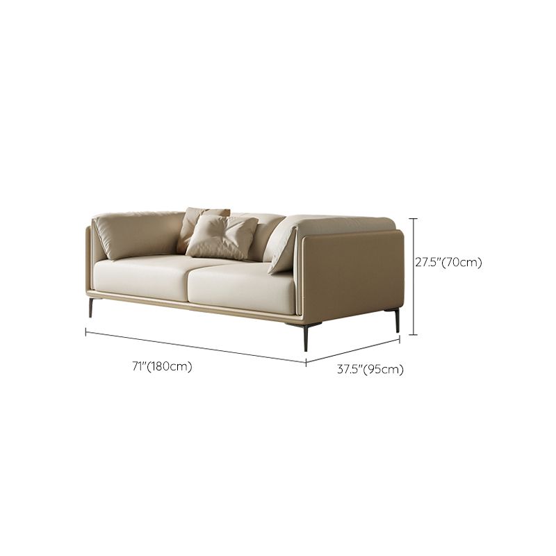 Scandinavian Settee White Living Room Pillow Top Arm Cushions Standard Sofa