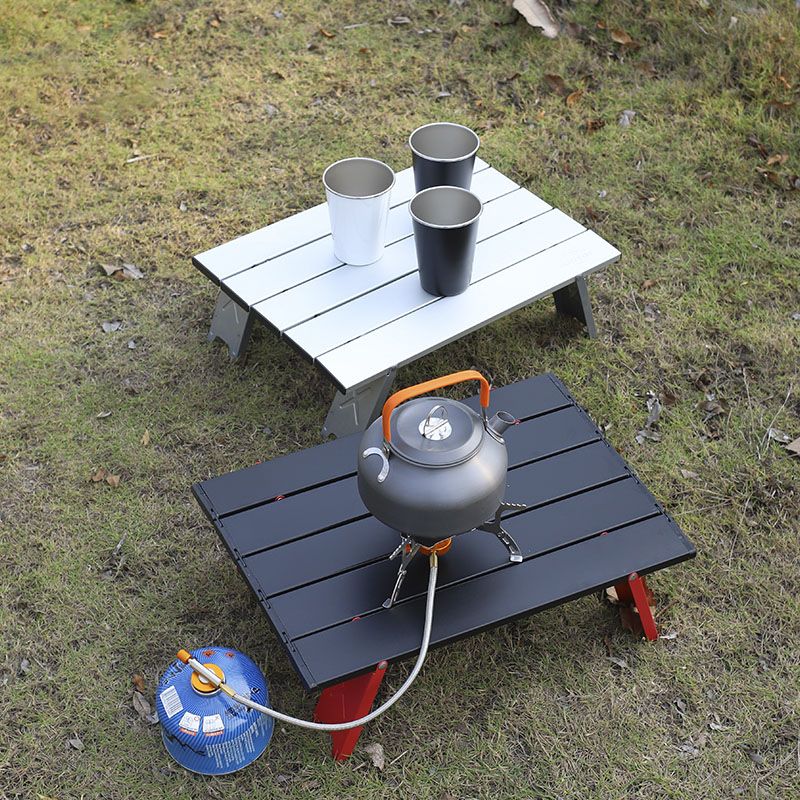 Industrial Metal Table Folding Outdoor End Table with 4 Legs