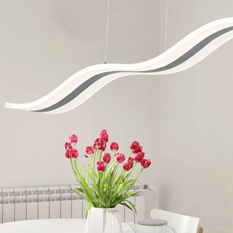 White Metal Hanging Pendant Lights Modern S Shape Hanging Lamps for Office