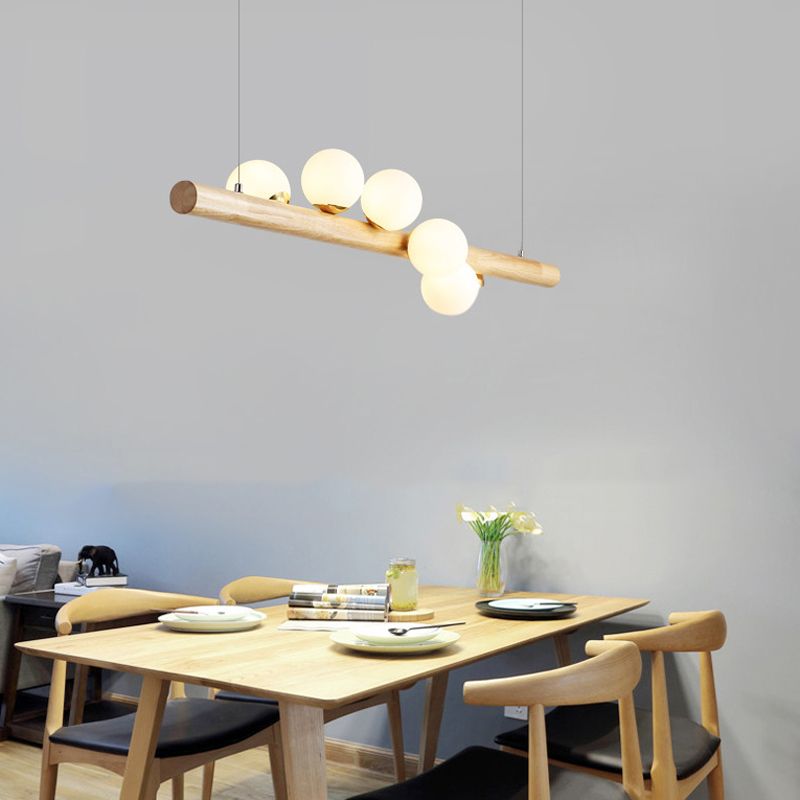 5/7-Light Wood Ceiling Light Industrial Kitchen Island Lighting for Room