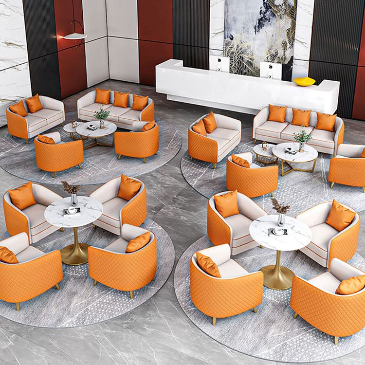 25.59" Wide Faux Leather Sofa Contemporary Standard Sloped Arm Sofa