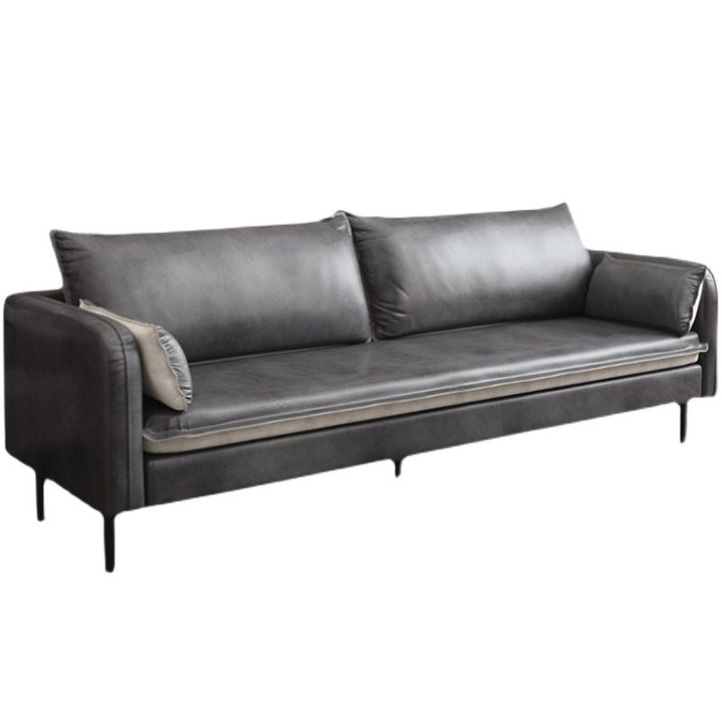 30.7"H Mid Century Modern Faux Leather Square Arm Sofa for Living Room