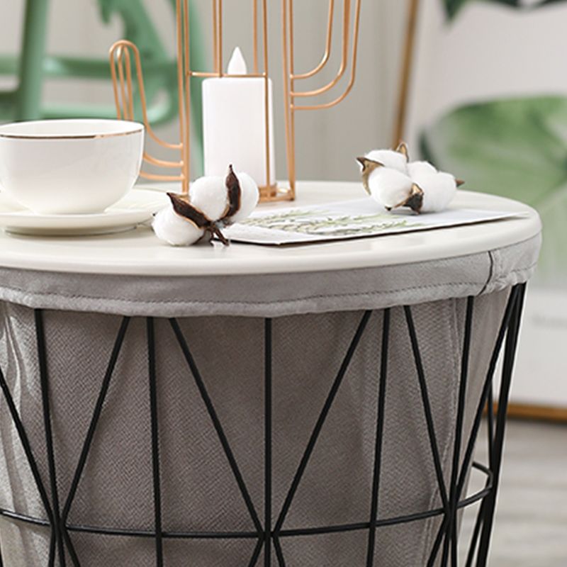 Contemporary Metal Round Top Coffee or End Table with Fram Base