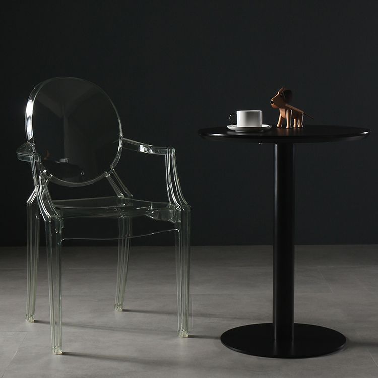 Silla lateral de comedor de plástico de estilo nórdico, sillas laterales con brazo para cocina