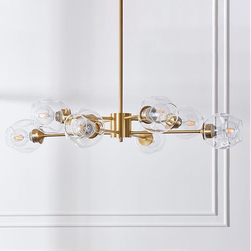 Luz de colgante de oro de vidrio en la lámpara de lámpara de cobre de estilo de lujo moderno para espacios interiores