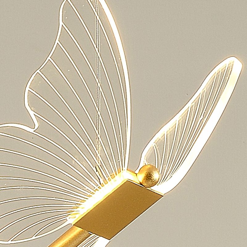 Acryl Gouden LED hanglamp in moderne artistieke stijl smeedijzeren vlinderhangende lamp
