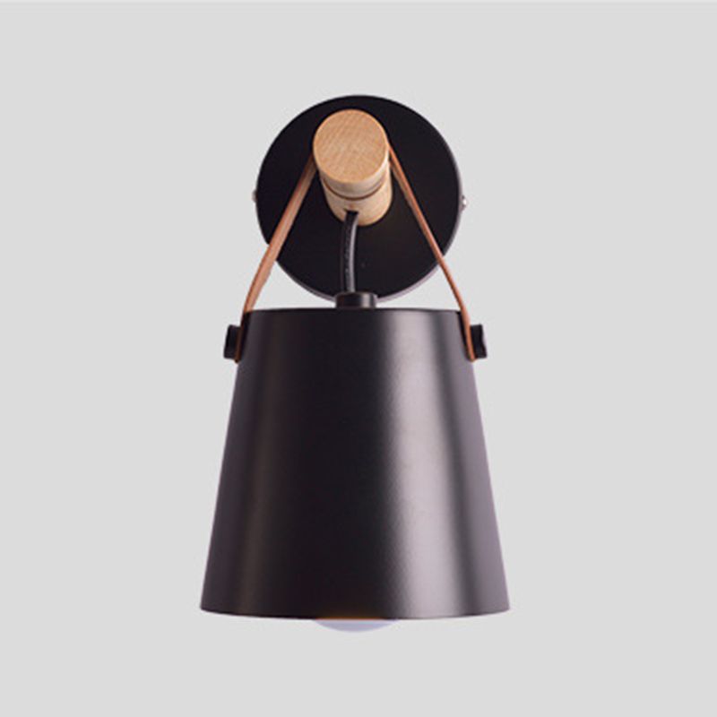 Modernist Wall Sconce Tapered Sconce Light with Metal and Wood for Bedroom