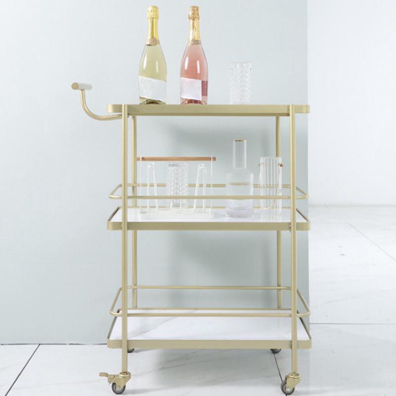35.43"H Rolling Contemporary Prep Table Metal Prep Table with Open Storage
