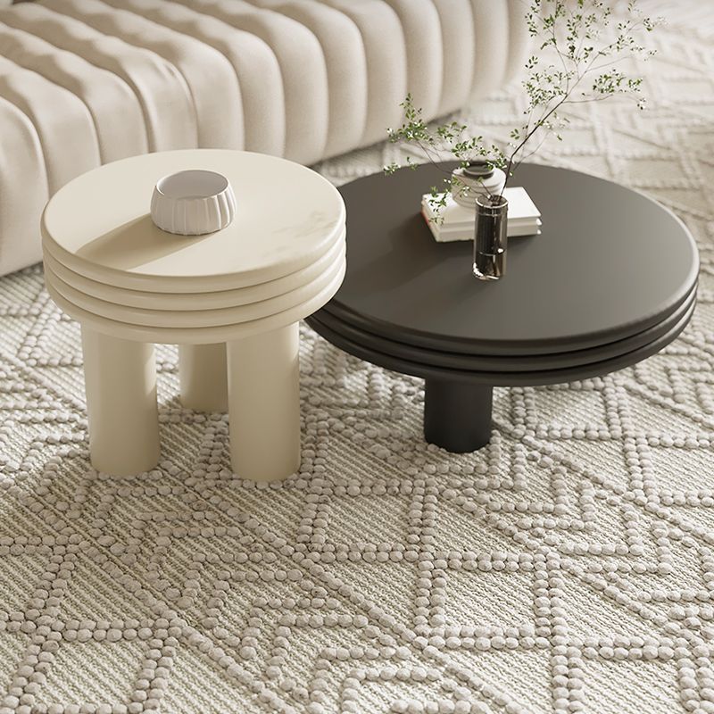 Contemporary Round Coffee Table Wooden Cocktail Table with 3 Legs