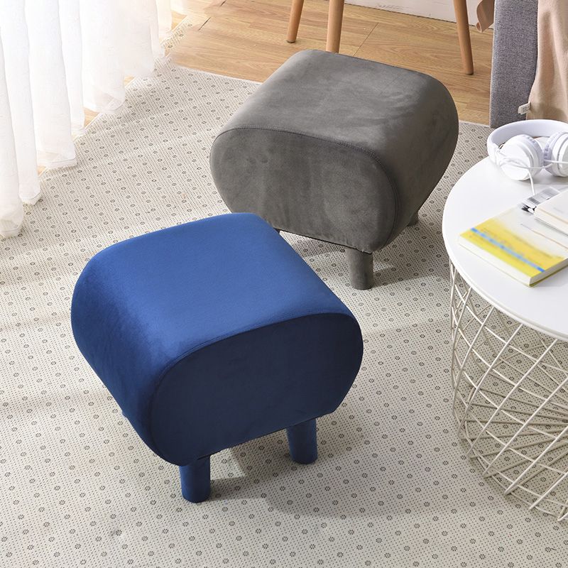 Modern Stain Resistant Standard Oval Dark Blue Velvet Indoor Pouf
