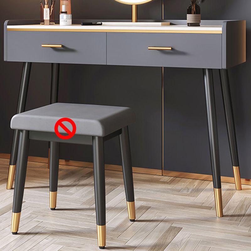 Grey Vanity Bedroom Stone Top Make-up Vanity with Storage Drawers