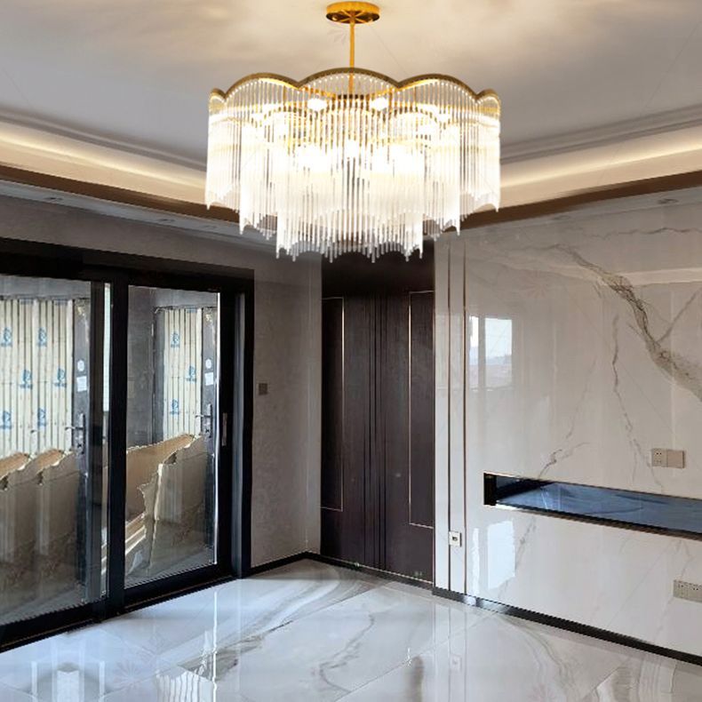 Postmodern Chandelier Lighting with Clear Glass Shape Pendant Lamp for Living Room
