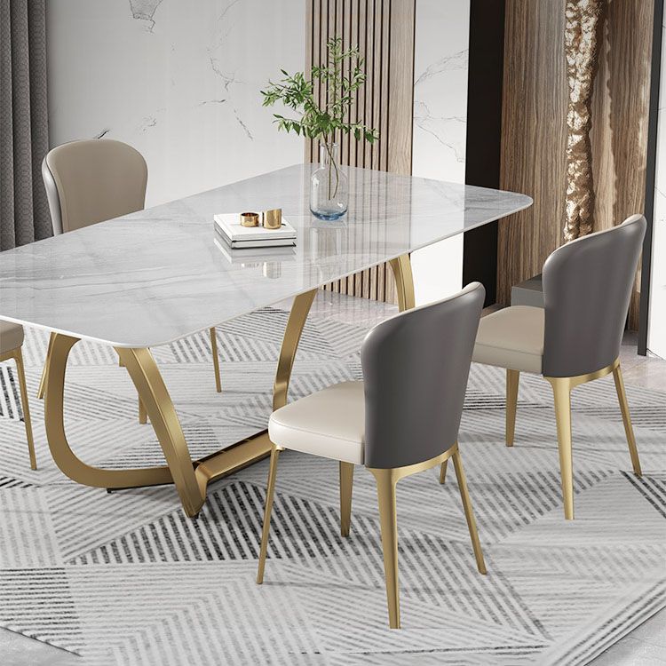 Sillas de comedor estilo moderno Silla de cocina sin brazos con patas de metal