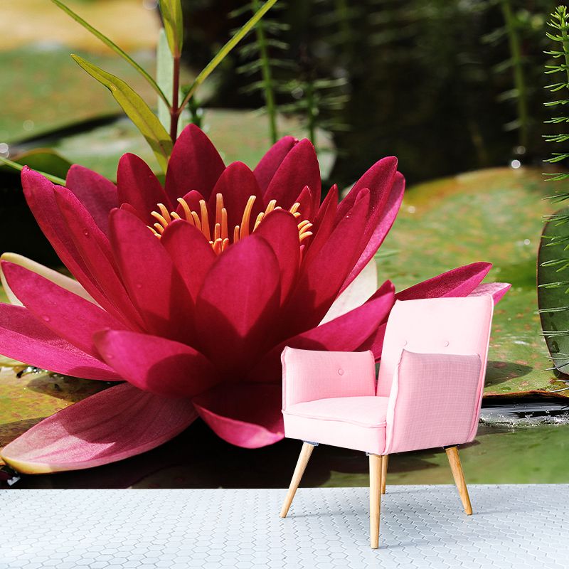 Customized Contemporary Lotus Mural Mildew Resistant for Sitting Room Bedroom