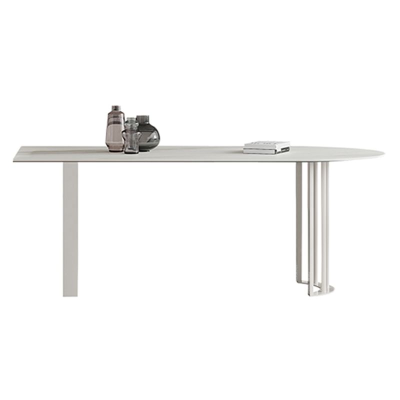 Onregelmatige eettafel van gesinterd steen Moderne eilandtafel met wit/zwart dubbel voetstuk