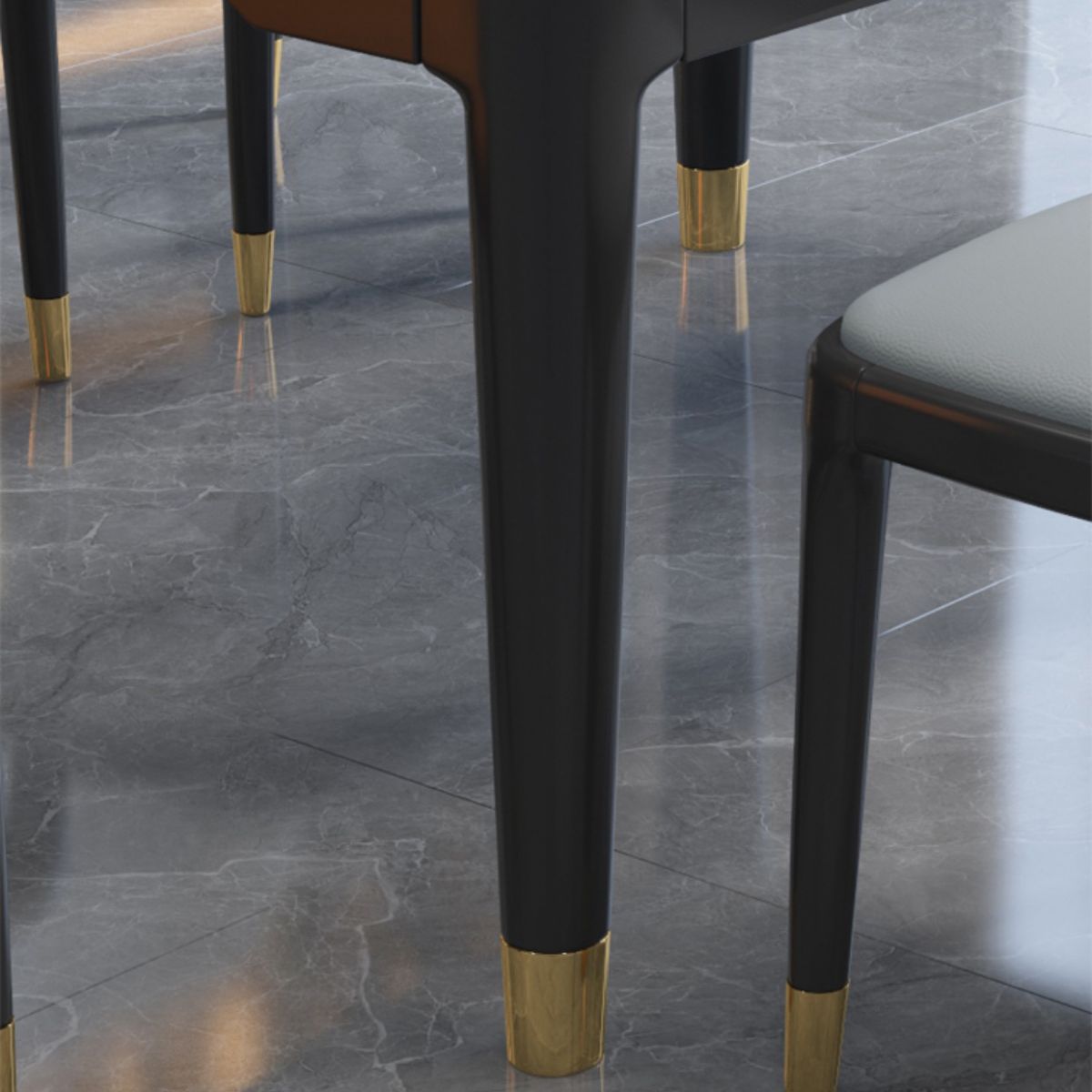 Modern Extendable Dining Table White Round Stone Tabletop for Dining Room