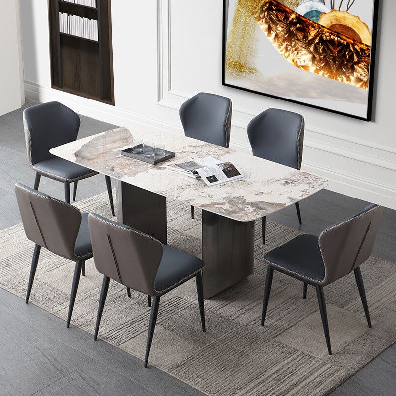 Modern Sintered Stone Top Dining Set Rectangle 1/2/5/7 Pieces Dining Area Table Set